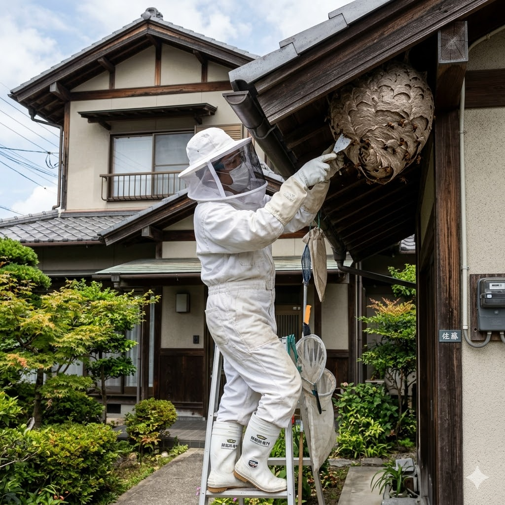 蜂の巣駆除作業